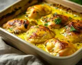 Ugnsbakad kyckling i krämig currysås. Ett enkelt och gott currysås recept som passar perfekt till middagen.