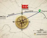 Jak wyznaczyć azymut na mapie? Kompas, mapa i wyznaczona trasa od "Start" do "Norngerseg" pokazują drogę.