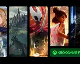 Pięć paneli z grafikami z gier: postać z League of Legends, Hogwart, Hollow Knight, postać z gry sportowej i mężczyzna z gry akcji.