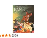 Okładka książki "Bambi" z Disneyowskiej bajki. Bambi, królik i skunks wśród kwiatów.