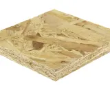 Échantillon de panneau OSB 22mm, composé de copeaux de bois compressés, offrant une grande résistance pour la construction.