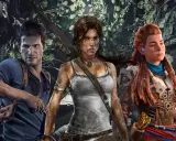 Nathan Drake, Lara Croft i Aloy - bohaterowie gier podobnych do Tomb Raider, gotowi na przygodę w dżungli.