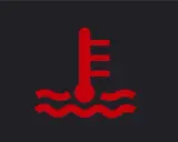 Piloto de advertencia rojo: termómetro sumergido en agua, indica sobrecalentamiento del líquido refrigerante.