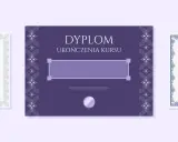 Eleganckie dyplomy do druku z ozdobnymi ramkami i miejscem na wpisanie danych.