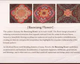 Intricate brocade patterns featuring the Baoxiang flower, symbolizing auspiciousness and harmony.