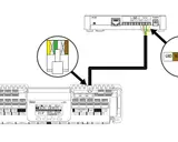 Schemat instalacji tech sterowniki. Pokazuje podłączenie przewodów GND, VCC, RX, TX do modułu L-9R i jednostki nadrzędnej.