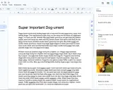 Une application note partagée avec un document sur les chiens et des notes récentes.