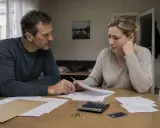 Para omawia dokumenty, kalkulator i obrączki. Zastanawiają się, czy muszę płacić alimenty na nie swoje dziecko.