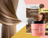 Capelli castano nocciola caramello, con tinte e maschere per un colore luminoso e sano.