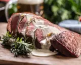 Tranches de côte de bœuf juteuses, nappées d'une sauce crémeuse. Un assaisonnement subtil rehausse la saveur de cette pièce de viande.