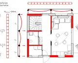Darstellung von aussteifenden Wandscheiben im Holzbau mit Lastverteilung und Formeln zur Berechnung der Wandkräfte.