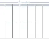 Leeres Raster zum Erstellen eines Lernplans mit Spalten für Themen, Wiederholung und Prüfung.