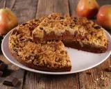 Gâteau au chocolat avec crumble aux pommes et poires, parfait pour une recette crumble pomme poire.