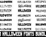 Kolekcja 21 strasznych czcionek na Halloween, z kroplami i mrocznymi literami. Idealne na upiorne dekoracje.