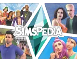 Kolaż postaci z gry The Sims 2, w tym z dodatku Na studiach. W tle logo "SIMSPEDIA".