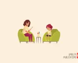 Un bambino parla con una psicologa, un'illustrazione che ricorda un fac simile relazione psicologica bambino.