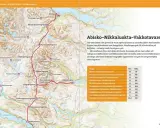 Karta över Kungsleden i Sverige, visar vandringsleden Abisko-Nikkaluokta-Vakkotavare med stugor och avstånd.