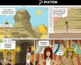 Creare un fumetto sull'antico Egitto con la Sfinge, piramidi e Cleopatra.