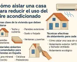 Guía para aislar tu casa y reducir el uso del aire acondicionado. Explica zonas clave, materiales y técnicas efectivas, incluyendo la permeabilidad al aire en clases de aislamiento.