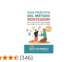 Guía práctica del método Montessori con actividades para niños de 0 a 6 años. Una madre enseña letras a su hijo, fomentando el aprendizaje temprano.