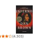 Copertina del libro "Inferno" di Dan Brown, con un volto stilizzato e un cerchio zodiacale. La trama è un thriller avvincente.