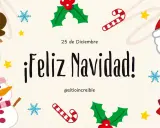 ¡Feliz Navidad! Portada con Santa, reno, muñeco de nieve y adornos festivos.