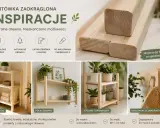 Krawędziaki iglaste z zaokrąglonymi krawędziami, idealne do tworzenia regałów, półek i dekoracji DIY. Naturalne drewno, łatwa obróbka.