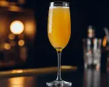 Ett glas med en gyllene drink, bubblig och svalkande. En perfekt drink med cava och gin för en festlig stund.
