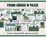 Podział gór w Polsce: Karpaty, Sudety, Góry Świętokrzyskie, Tatrzański Park Narodowy, Bieszczadzki Park Narodowy, Pieniński Park Narodowy.