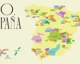Mapa de España con las distintas denominaciones de origen de vino.