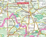 Mapa turystyczna z zaznaczonym obszarem wokół Babiej Góry, obejmującym Beskid Żywiecki, Gorce i Tatry.
