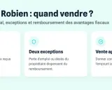 Schéma expliquant la loi de Robien : vente avant 9 ans (remboursement), deux exceptions (perte d'emploi, décès) et vente après 9 ans.