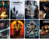 Affischer för filmer med Michael B. Jordan: Fahrenheit 451, Chronicle, Creed, Fruitvale Station, Without Remorse, Sinners, Black Panther och A Journal for Jordan.