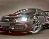 Audi negro con detalles rojos, un coche deportivo de alta gama. ¿Audi de donde es? De Alemania, ¡pura ingeniería!