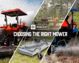 Collage showcasing different types of mowers for tractors, from rotary cutters to finish mowers, helping you choose the right one.