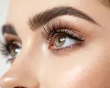 Un regard intense grâce à une pose de cils naturel. Les cils sont longs, épais et parfaitement courbés, sublimant la beauté naturelle de l'œil.