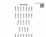 Kaczuszki: schematy palcowania fletu prostego dla nut G, A, E, C₂, H, F.