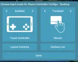 Wybór trybu sterowania dla gry tft na telefon: Touch Controller lub Mouse.