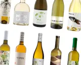 Varias botellas de vino blanco, algunas con etiquetas que sugieren los mejores vinos Utiel-Requena, como Bodal Blanco y Fuentesecca.