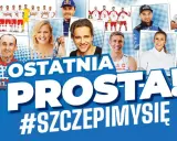 Kolaż zdjęć znanych Polaków, sportowców i celebrytów, z hasłem "Ostatnia prosta! #szczepimysię".