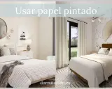 Renovar dormitorio sin cambiar muebles es fácil con papel pintado. Dos estilos de habitación con camas, espejos y lámparas.