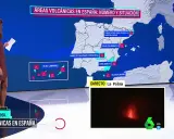 Mapa de volcanes en España, incluyendo Islas Canarias y La Palma. Muestra la situación de áreas volcánicas activas.