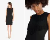 Come abbinare un tubino nero: un modello classico e uno con frange per un look audace.