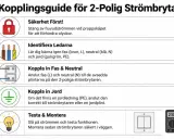 Steg-för-steg-guide för att koppla en 2-polig strömbrytare: säkerhet först, identifiera ledare, koppla in fas/neutral/jord, testa och montera.