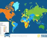 Mapa świata pokazuje limity promili we krwi podczas jazdy. 0.08 ile to promili? W niektórych krajach jest to 0.08%, w innych 0.05% lub zero tolerancji.