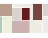 Palette di colori tenui e naturali, con un abbinamento di grigi, beige, verdi salvia e tocchi di bordeaux.