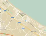 Mappa stradale che mostra la costa adriatica vicino a Misano Adriatico, con strade, autostrade (E55) e località come Case Chiesa Vecchia.