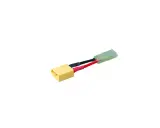 Adapterkabel für Mini Tamiya Stecker, mit XT60 Buchse und Kabeln in Rot und Schwarz.