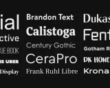 Różne fonty co to? Arial, Brandon Text, Calistoga, Century Gothic, CeraPro, Attractive, BEBAS NEUE BOOK, AZO SANS UBER, Blacker Display, Dukas CF, Fenton, Gotham Rounded, DK HONEYGUIDE, Frank Ruhl Libre, Krona One.