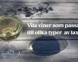 Glas med vitt vin på träbord, perfekt vitt vin till lax.